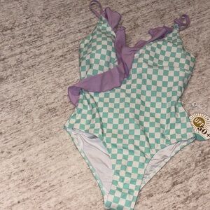 Caden Lane Kids Swim One Piece - Mint and Lavender